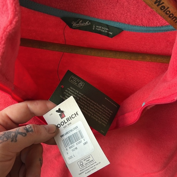 NWT Woolrich Women's Andes Fleece Long Jacket Pink Large - Picture 2 of 5